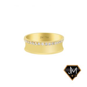 Aliança Blumenau Fem. em ouro 18k com 16 Diamantes