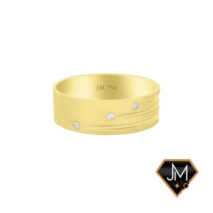 Aliança Hong-Kong Fem. em ouro 18k com 03 Diamantes