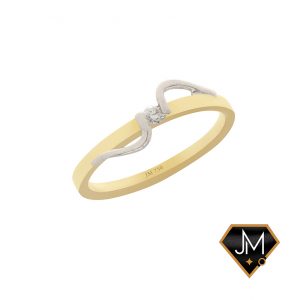 Anél Solitário com fio de ouro branco