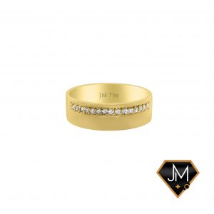 Aliança China Fem. em ouro 18k com 15 diamantes